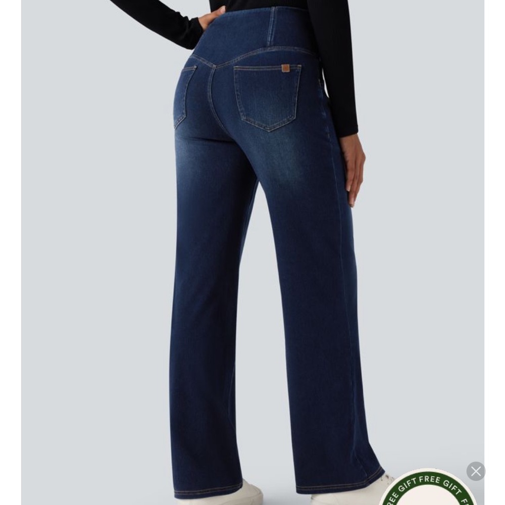 Halara Flex Crossover High Waisted Tummy Control Straight Leg jeans - Picture 2 of 3